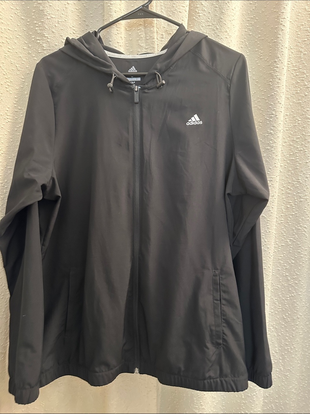 adidas Black Hooded Zip-Up Windbreaker Jacket